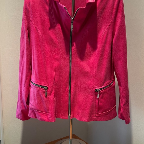 One on One Brand Vegan Leather Fushia Jacket Sz L-XL - Picture 1 of 7